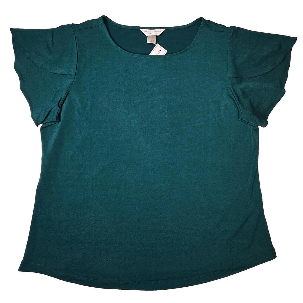 Christopher & Banks Petite Women's Emerald Green Shirt SZ: PXL NEW W/TAGS